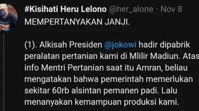 7 Tahun Mempertanyakan Janji Jokowi Ramai di Twitter (tangkapan layar cuitan tersebut) 