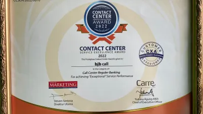 Penghargaan Contact Center Sevice Excellence Award (CCSEA) 2022 untuk bank bjb