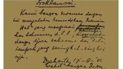 Teks prokmalasi tulisan tangan Soekarno.