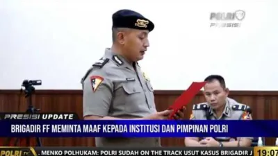 Tangkapan layar - Brigadir Frillyan Fitri Rosadi saat menjalani sidang komisi kode etik Polri (KKEP), Selasa, 13 September 2022