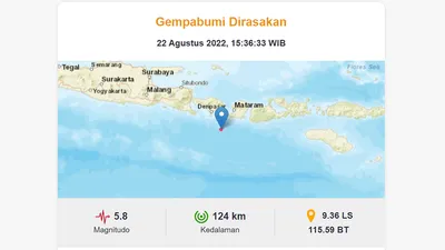 Penjelasan BMKG Soal Penyebab Gempa Bali 5,8 Magnitudo Hari Ini Senin 22 Agustus 2022