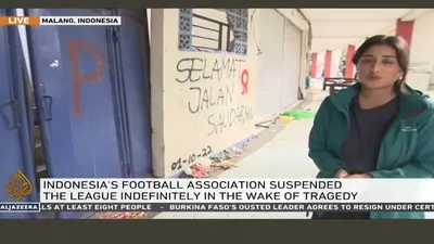 Reporter Al Jazeera Jessica Washington meliput langsung dari Stadion Kanjuruhan /Twitter @jesWashington