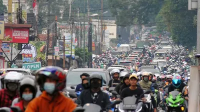 Ilustrasi kemacetan menuju kawasan Puncak Bogor.