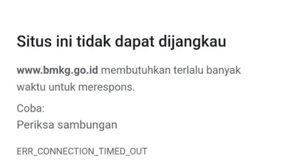Tangkapan layar situs bmkg.go.id yang sulit diakses hingga Kamis malam (2/12/2021).