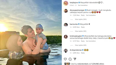 Sehari, Instagram Lesti Kejora yang Posting Foto Bareng Rizky Billar dan Baby Leslar Dapat Like 1,2 Juta Orang