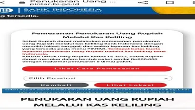 Tampilan link pendaftaran penukaran uang baru /tangkaplayar  pintar.bi.go.id