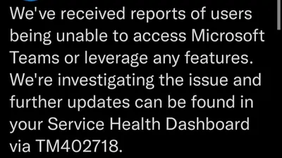 MS teams alami down/ @MSTF365status