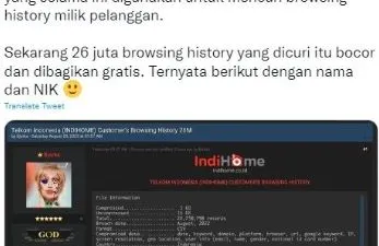 Kebocoran data pribadi pelanggan Indihome diungkap akun Twitter ini