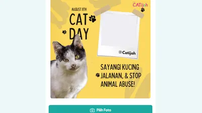 Twibbon Hari Kucing Sedunia atau International Cat Day.