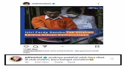 Komentar Jefri Nichol tentang salah satu ana Ferdy Sambo /@bangsamahasiswa