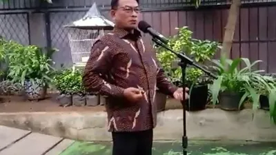 Kepala Staf Kepresidenan Moeldoko saat konferensi pers di Jakarta Pusat, Selasa (3/2/2021). [Suara.com/Yosea Arga Pramudita]