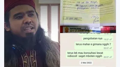 Kolase kwitansi tarif pengobatan Gus Samsudin viral di media sosial.