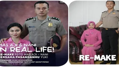 Ikuti Challenge Re-Make Foto Ariel Tatum dan Nicholas Saputrasebagai Mas Aji dan Nani di kehidupan nyata /@sayapsayappatahfilm