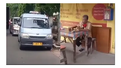 Illustrasi angkot yang parkir sembarangan 