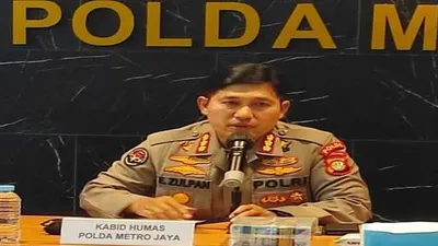 Kabid Humas Polda Metro Jaya, Kombes Pol Endra Zulpan saat melakukan konperensi pers di Polda Metro Jaya.