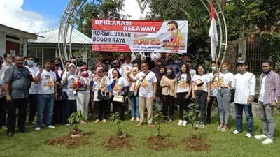 Pendeklarasian Bersama Anies Kami Siap (Beraksi), yang berlangsung di Saung Mbah Manto, Kelurahan Katulampa, Kecamatan Bogor Timur, Kota Bogor. (Yogi Faisal)  