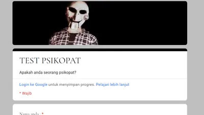Link tes psikopat Google Form yang viral.