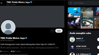 Akun Twitter TMC Polda Metro Jaya diduga kena hack.