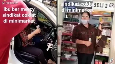 Tangkapan layar video pencurian coklat Alfamart (foto : tiktok/@nkhlm)