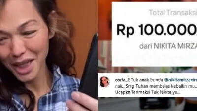 Bunda Corla dihadiahkan Nikita Mirzani uang Rp100 juta karena capai 350 ribu pentonton live.