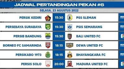 Jadwal lengkap pertandingan BRI Liga 1 2022-2023 pekan keenam.(Foto: Twitter/BRI Liga 1)