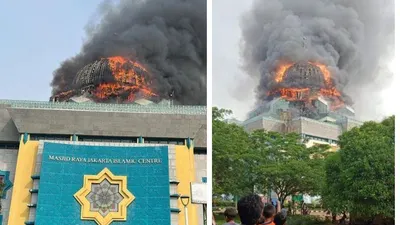 Jakarta Islamic Center Kebakaran, Api Berkobar Melahap Kubah Masjid