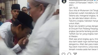 Postingan Ustaz Abdul Somad atau UAS terkait Ustaz Tengku Zulkarnain. Ustaz Tengku Zul meninggal duni, Senin (10/5/2021) saat azan Maghrib. [Instagram]