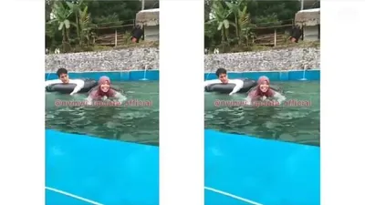 Momen Rizky Billar dan Lesti Berlibur di Sebuah Kolam Pemandian, Sumber gambar : Instagram rumpi_gosip