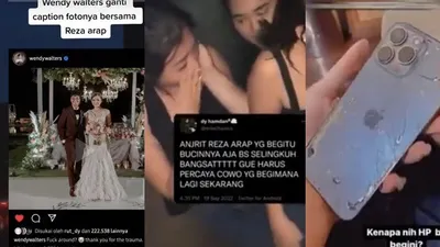 Sederet Bukti Isu Reza Arap Selingkuh,&nbsp;Wendy Walters Tunjukkan HP Retak Sampai Ubah Caption Foto Pernikahan