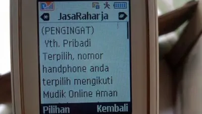 Pesan singkat mudik online Jasa Raharja. (Suara.com)