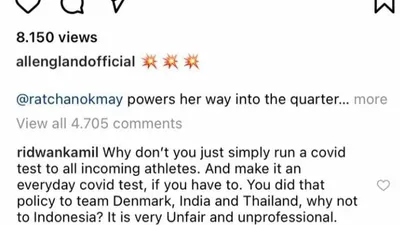 Tak Mau Ketinggalan, Ridwan Kamil Gabung Warganet Serang Akun Sosmed All England