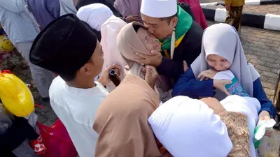 Ilustrasi pelepasan ibadah haji di Kabupaten Bogor sebelum pandemi Covid-19 / Yogi Faisal