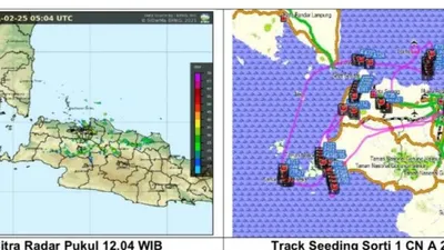 BNPB, BPPT, BMKG, dan TNI kembali melakukan penyemaian garam NaCl pada hari kedua sebanyak 4,4 ton untuk Teknologi Modifikasi Cuaca (TMC)/dok: bnbp.go.id