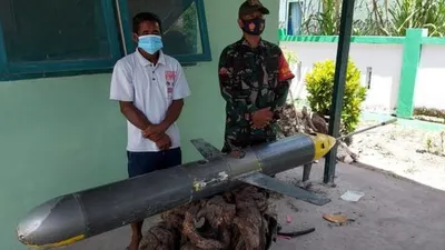 Drone Kapal Selam yang ditemukan nelayan di Pulau Selayar. (Twitter/@MediaSelayar via Suara.com)