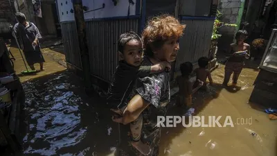 ilustrasi banjir di Jakarta/ Republika