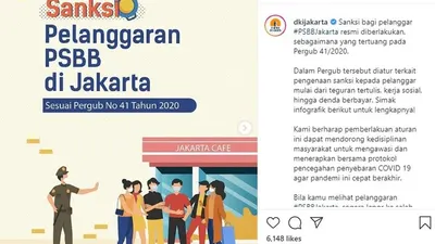 Penjelasan sanksi PSBB di DKI Jakarta. instagram: @dkijakarta