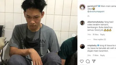 Ferdian Paleka mengganti warna rambut dan mencukur kumisnya saat ditangkap polisi. ([Instagram/garizluis37])