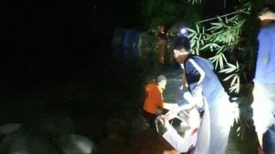 Bus Sriwijaya masuk jurang di Pagaralam, Sumatera Selatan, Senin (23/12/2019) (Sripoku.com)