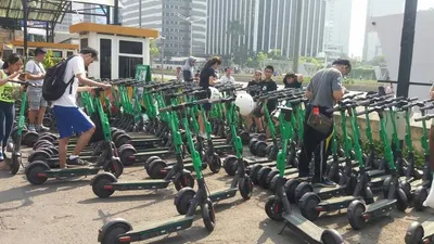 Lokasi penyewaan e-scooter Grabwheels di Ratu Plaza, Jakarta Pusat (Dok: Koalisi Pejalan Kaki)