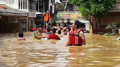 Banjir di kawasan Rawajati, Jakarta Selatan, pada April 2019/Detik