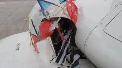 Kondisi roda pesawat Citilink yang tersangkut layang-layang/ ist
