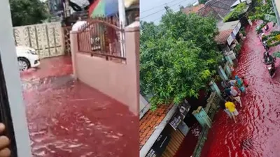 Viral Banjir di Pekalongan Airnya Berwarna Merah Mirip Darah (ist.)