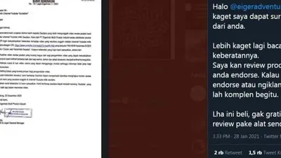 Surat keberatan eiger yang diunggah warganet (Twitter)