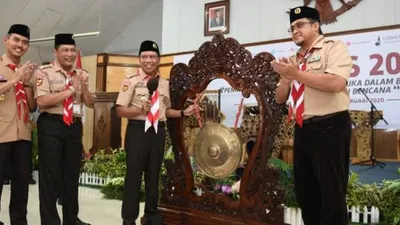 Menpora, Zainudin Amali membuka Rakernas Gerakan Pramuka 2020, di Jakarta, Rabu (19/2/2020). (Dok : Kemenpora)