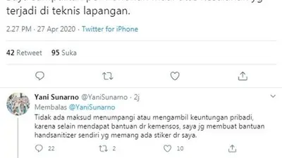 Permohonan maaf Bupati Klaten Sri Mulyani disampaikan melalui akun Twitter miliknya @yanisunarno. (dok Twitter)