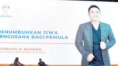 Ketua Umum Badan Pengurus Pusat Himpunan Pengusaha Muda Indonesia (BPP Hipmi) Mardani H. Maming dalam acara 