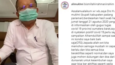 Bupati Padang Pariaman Ali Mukhni Positif Covid-19