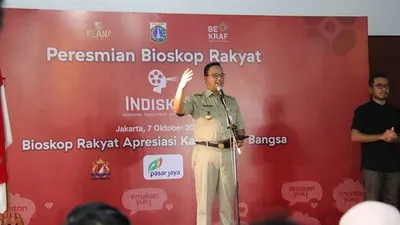 Gubernur Anies Baswedan saat meresmikan Bioskop Rakyat di Pasar Teluk Gong/Dok.Humas Pemprov DKI Jakarta