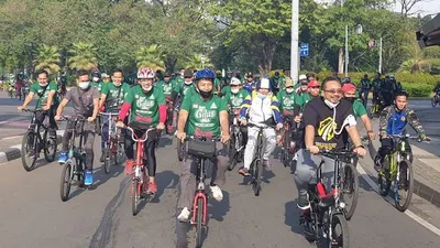 Pimpian Pusat GP Ansor ketika melaksanakan gowes keliling Jakarta/Istimewa