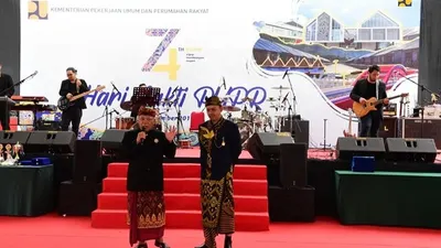 Menteri PUPR Basuki Hadimuljono dalam Peringatan Hari Bakti PU ke-74 (Humas PUPR)